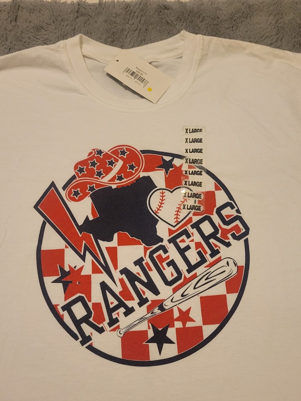 Rangers Graphic Tee - White with Red & Navy